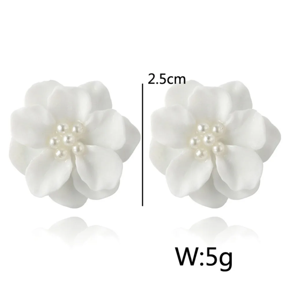 1 Pair New Fashion Big White Flower Earrings For Women Jewelry Elegant Gift Ear Studs #271887 | Украшения и аксессуары