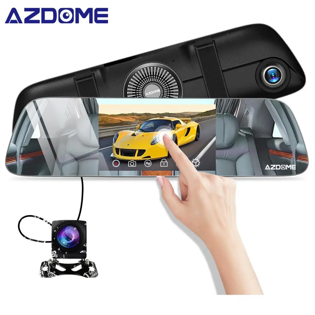 AZDOME PG02 1" Зеркало сенсорный Автомобильный видеорегистратор потоковая медиа ADAS двойной объектив камера заднего вида ночное видение 1080P рекордер для Uber