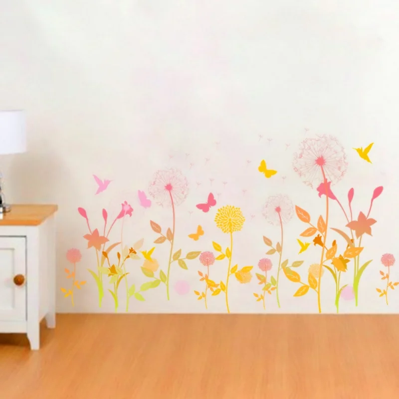 dandelion flower butterfly wall stickers home decor living room bedroom sticker plane decals pvc posters diy mural art | Дом и сад
