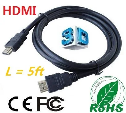 CE ROHS FCC сертификация 5 футовый Высокоскоростной HDMI кабель Full HD1080P и поддержка 3D 100