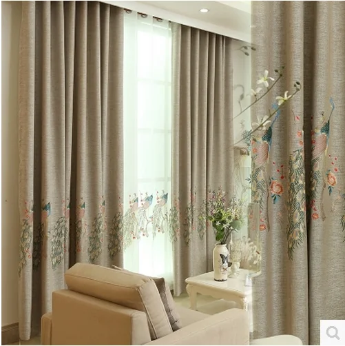 

New 2016 Classical Chinese wind Shading cotton and linen peacock feathers princess embroidery blackout curtain for bedroom