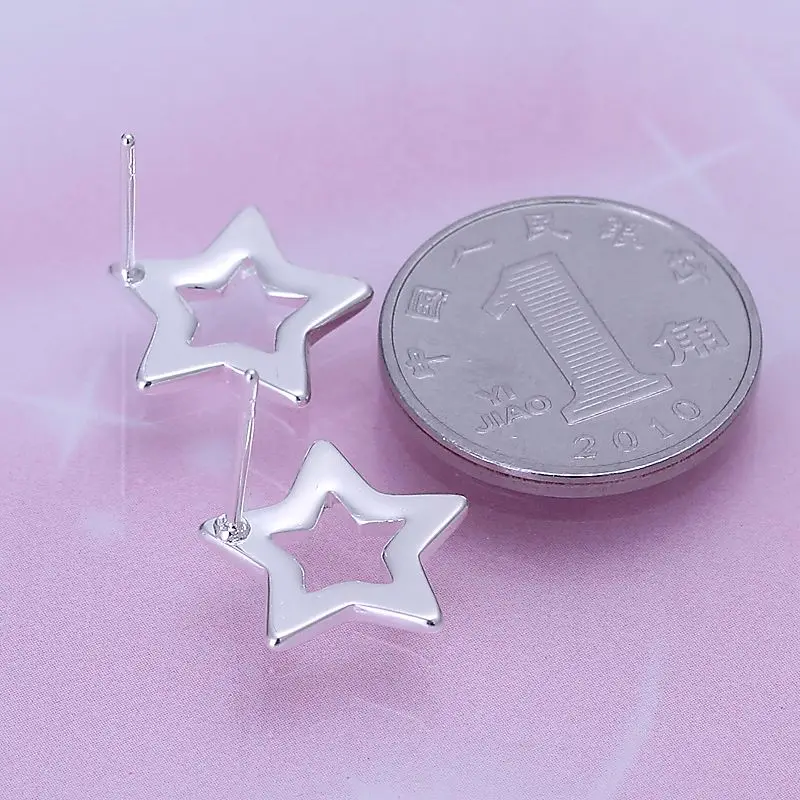 Простой модный стиль посеребренные полые звезды серьги ювелирные мужские 2016