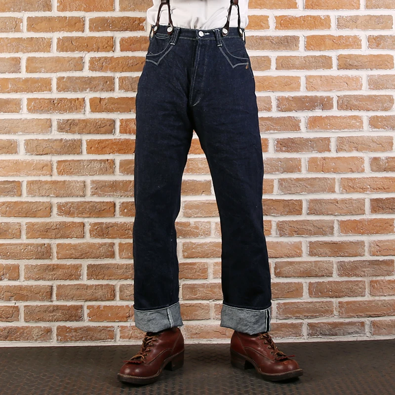 877 Бронсон 15 унций Индиго кромки unsanforised mens indigo немытые redline сухой джинсовый