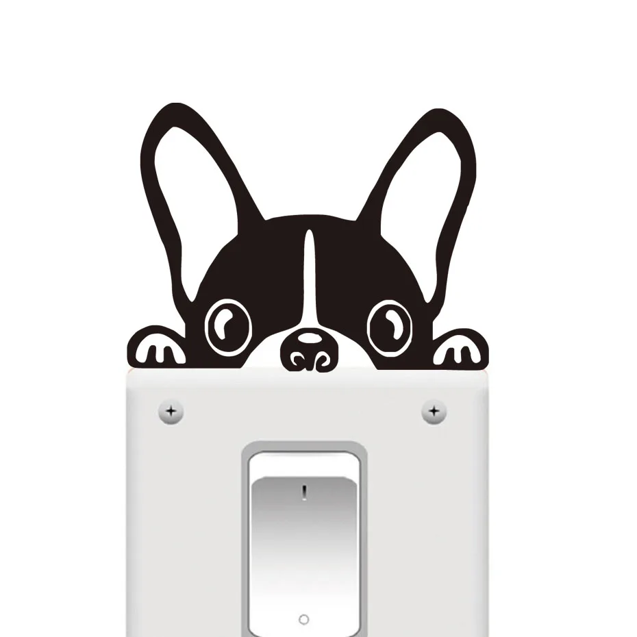 

ZOOYOO Funny French BULLDOG Light Switch Sticker Animals Wall Decals Removable Window Decoration Wall Decor For Kids Room