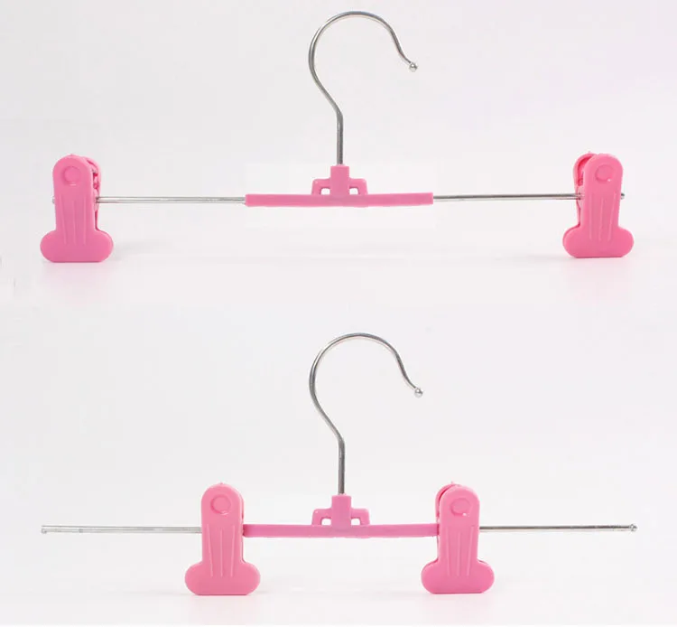 [Бесплатная доставка] розовая пластиковая вешалка с регулируемыми зажимами для
