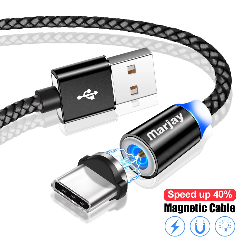 Marjay Магнитный usb type-C кабель для быстрой зарядки USBC type-C кабель для Xiaomi Mi 9 8 samsung S10 S9 S8 Oneplus 6t 6 USB-C зарядное устройство