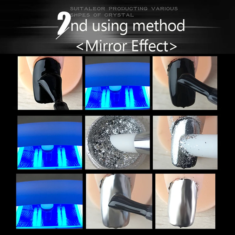 0.2 г Золото Серебро Магическое зеркальное эффект Nail Art Glitter Алюминиевые хлопья порошковый гель-лак Хром пигмент украшение