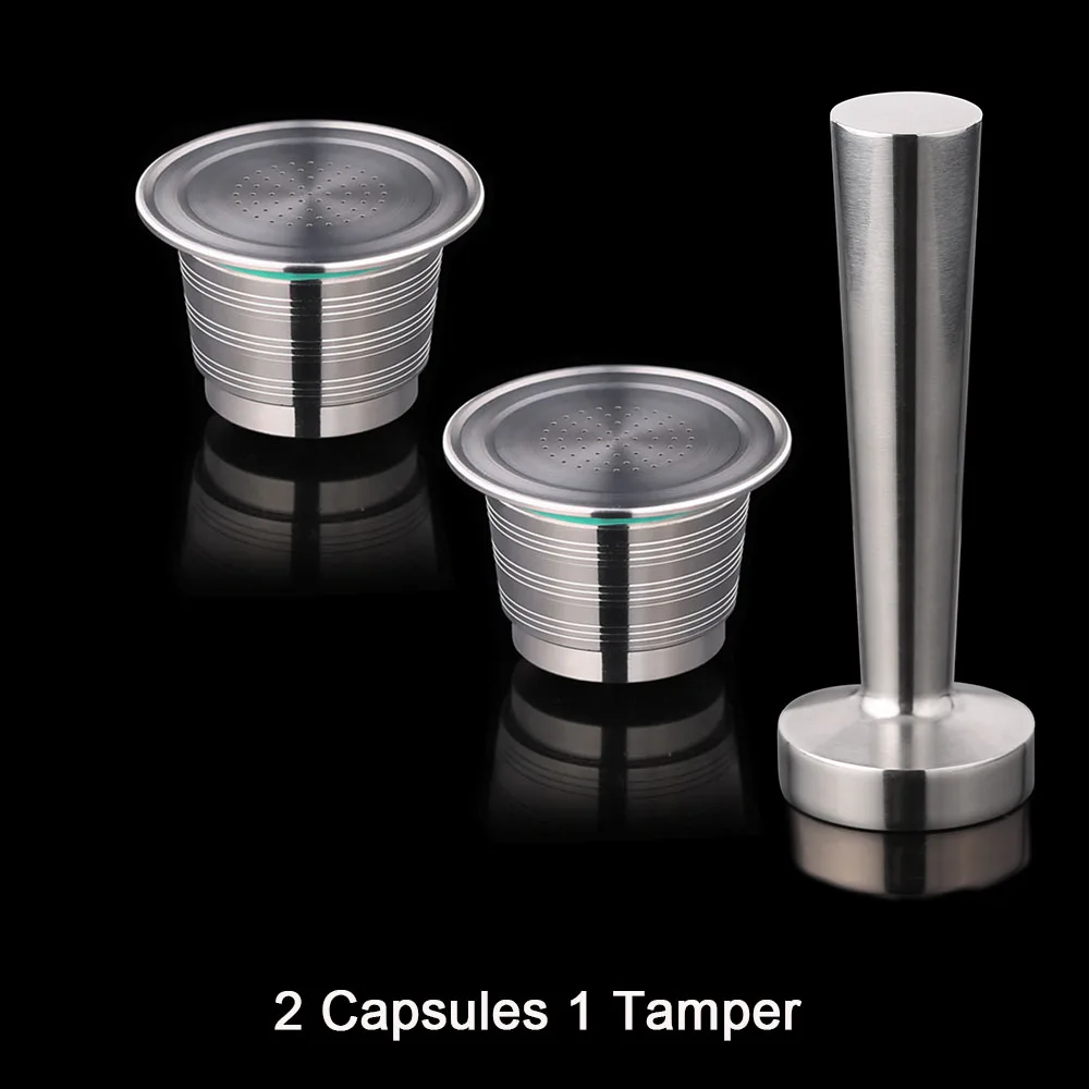2 Capsule 1 Tamper Многоразовые капсулы кофе Nespresso трамбовочный набор многоразового использования из нержавеющей стали Эспрессо Pod фильтр перезаряжаемый Nespresso кофе инструмент - Цвет: 2 Capsule 1 Tamper