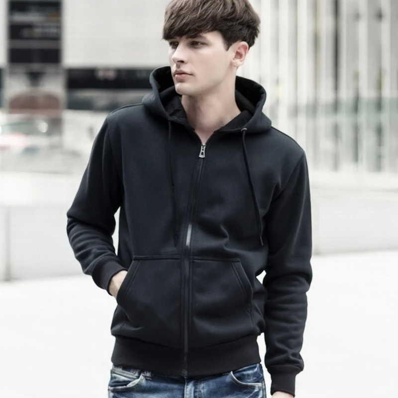 Модные толстовки куртки мужские повседневные зимние с капюшоном утолщенное