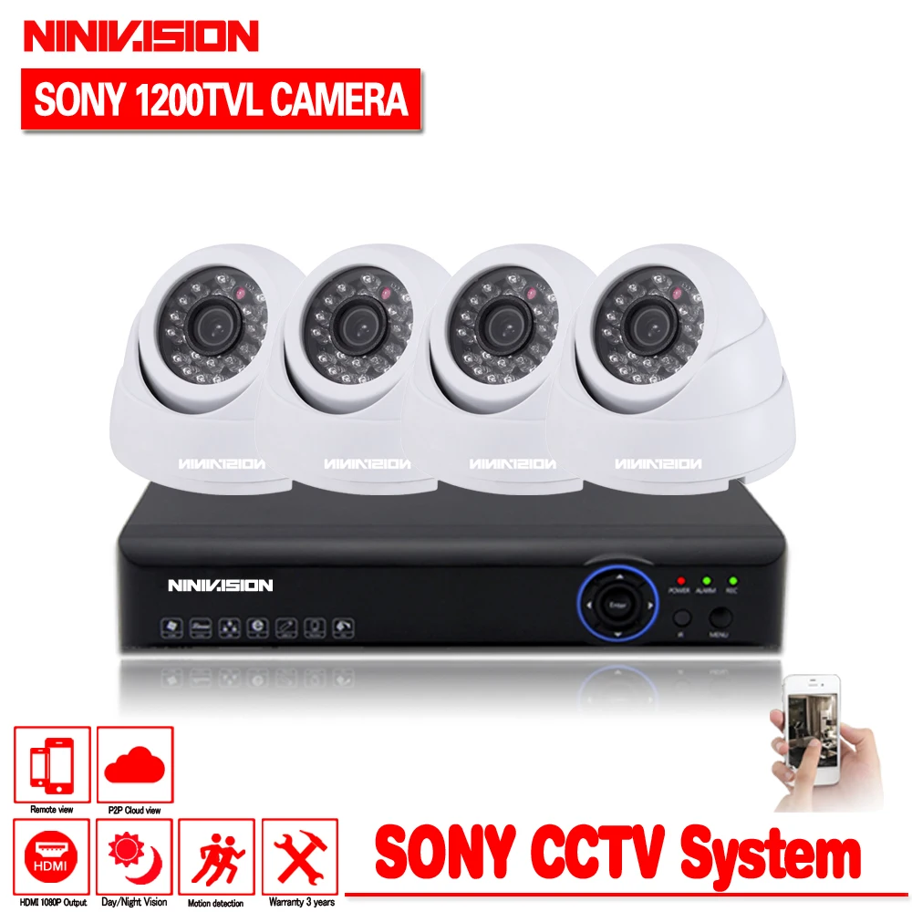 

4CH 1080N HDMI DVR HD Dome 1.0MP HD 1200TVL SONY Security Camera System 4 Channel CCTV Surveillance DVR Kit AHD Camera Set