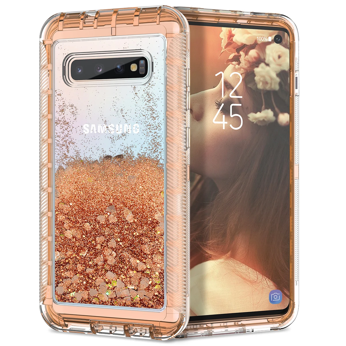 rose gold Роскошный Жесткий чехол для samsung Galaxy S9, S8, S10, Note8, Note10 Plus, S10e, S7 edge, чехол, блестящий, противоударный, зыбучий песок, чехол, capa - Цвет: rose gold