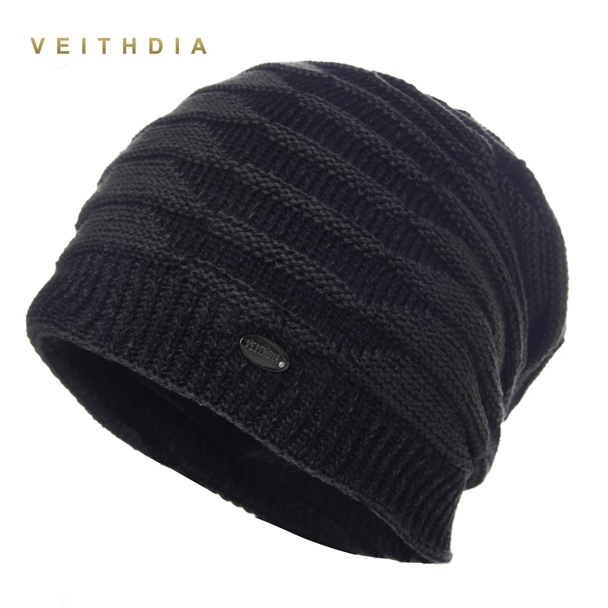 Супер крутые шапки VEITHDIA для мужчин облегающие вязаные бархатная цветная шапка в