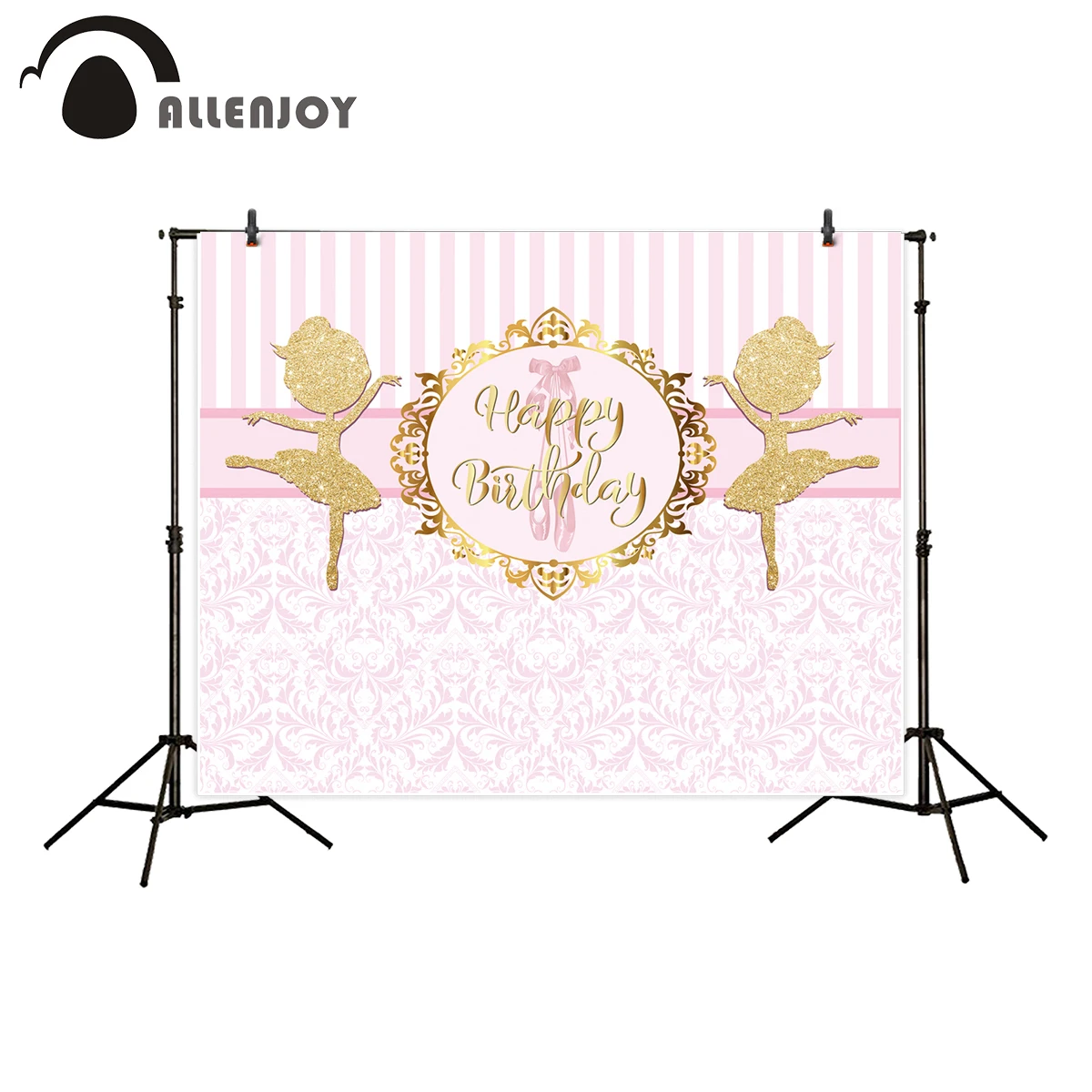 Allenjoy фоны для фотостудии розовые полосы дамасский Золотой танцор балета с днем рождения фон для фотосессии новорожденных