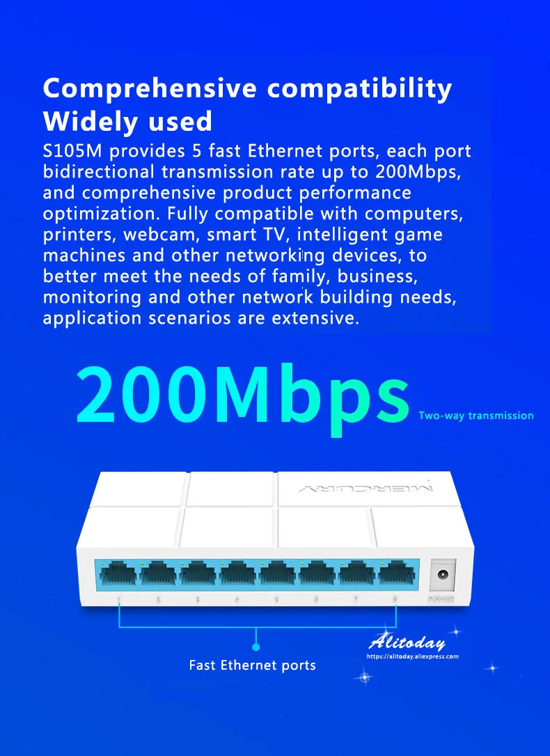 MERCURY Mini S108M 8 Порты и разъёмы RJ45 10/100 Мбит сетевой коммутатор настольный коммутатор Fast Ethernet-коммутатор HUB конвертер