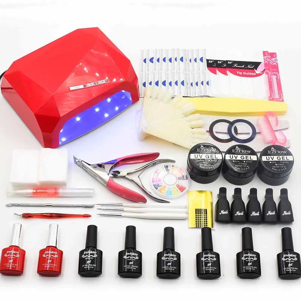 Jewhiteny 6 Цвет УФ гель для ногтей лак комплект 36 Вт UV Led лампы Маникюр Наборы Nail Книги