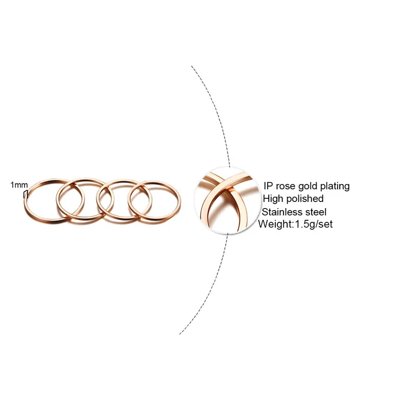 Женское кольцо из розового золота SIZZZ 4 комплекта размер 4/5/6/7|rose gold ring|gold ringring |