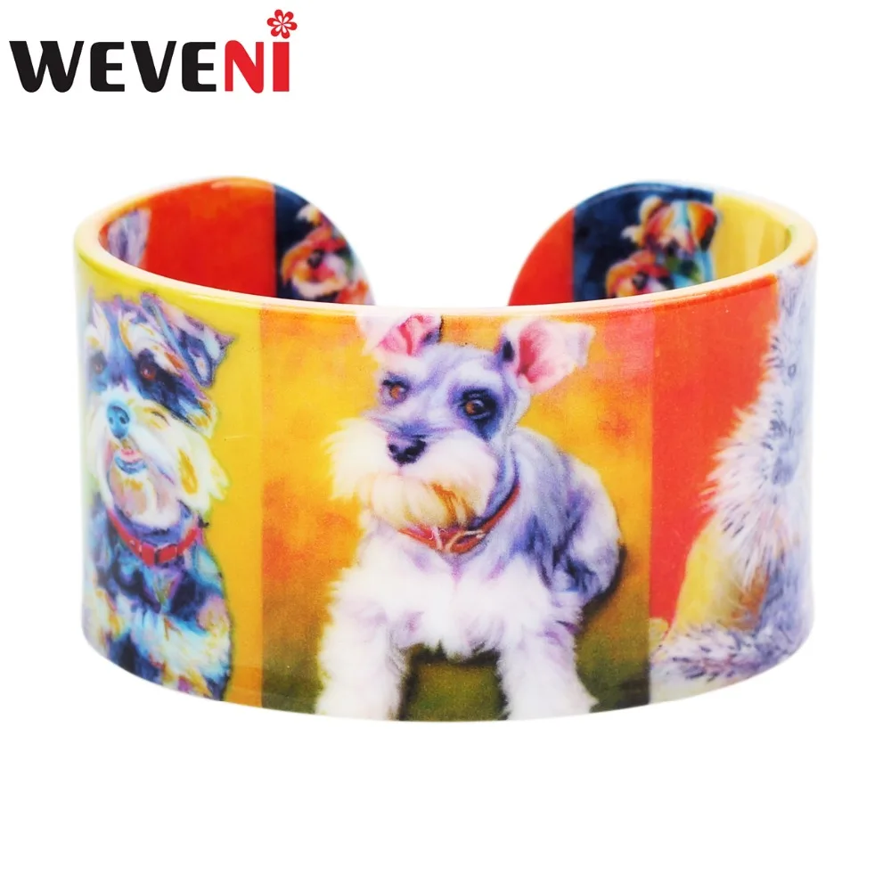 WEVENI пластиковые браслеты с изображением собаки шнауцера индийские модные