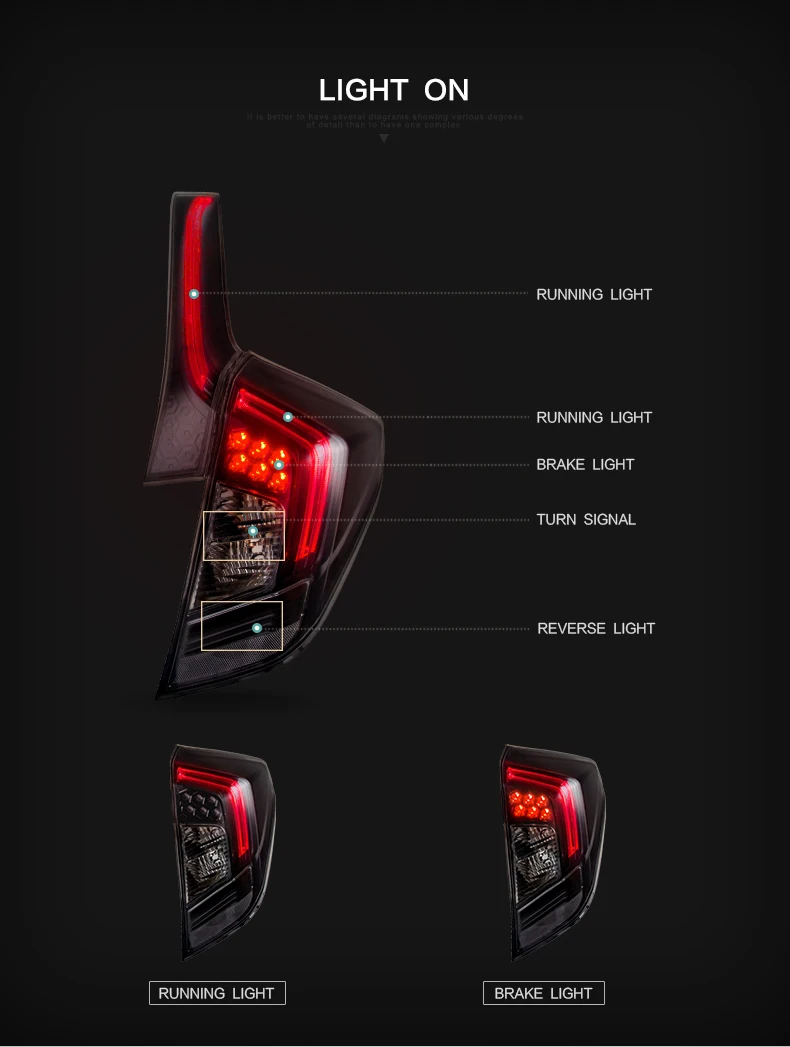Vland Автомобильный задний фонарь для Fit/Jazz Led задний фонарь- с DRL+ обратный+ тормозной комплект для освещения автомобиля
