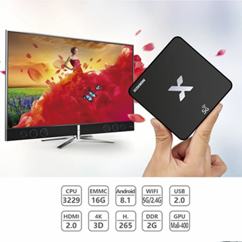SCISHION модель X 4K Smart tv Box Android 8 1 Rockchip3229 2 Гб 16 5 г WiFi 100 Мбит/с H.265 телеприставка PK MAGICSEE N5