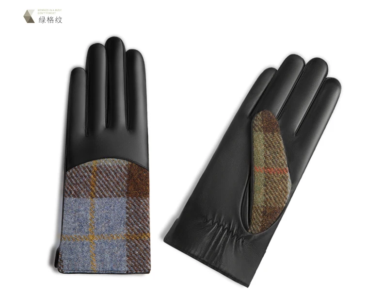 NANJIREN Harris Tweed зимние теплые мужские меховые перчатки из натуральной шерсти кожаные перчатки