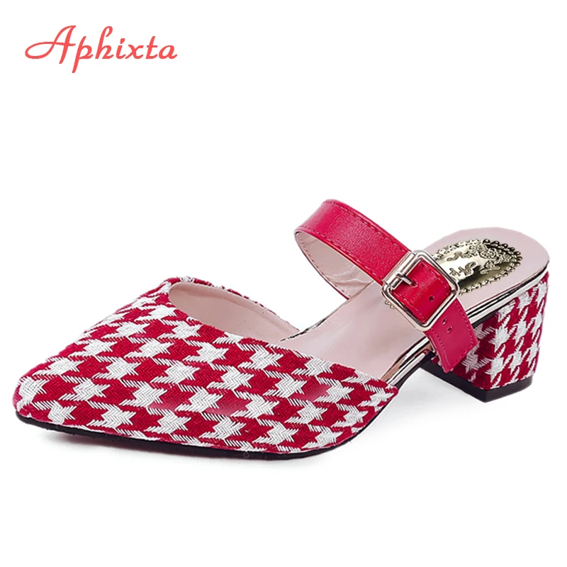 Женские шлепанцы Aphixta с острым носком без шнуровки пряжкой на лето 2018|Тапочки| |