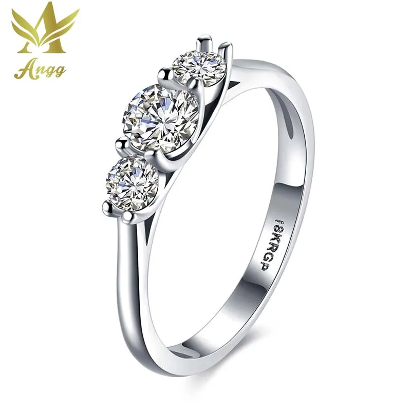 Angg Мода кольцо фианит свадьбу Обручение Jewelry Кольцо Обручальные кольца Круглый
