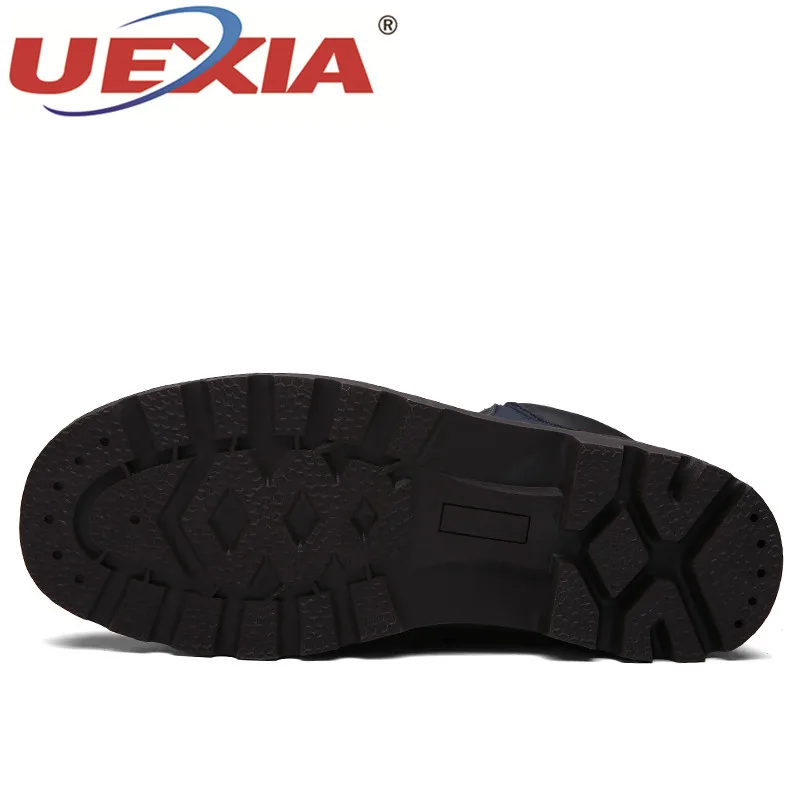 UEXIA Новая Мужская обувь Высокое качество кожи мужские полусапоги Модная черная
