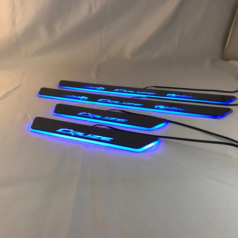RQXR led движущиеся двери потертости для chevrolet cruze динамический порог пластина плоский накладной поток/фиксированный свет, 4 шт
