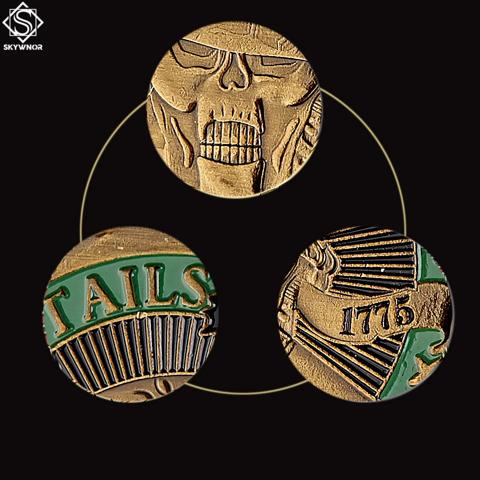 

5PCS American Revolutionary War Since 1775 Heads We Win Tails You Lose Skull Souvenir Challenge Medallion Token Coin