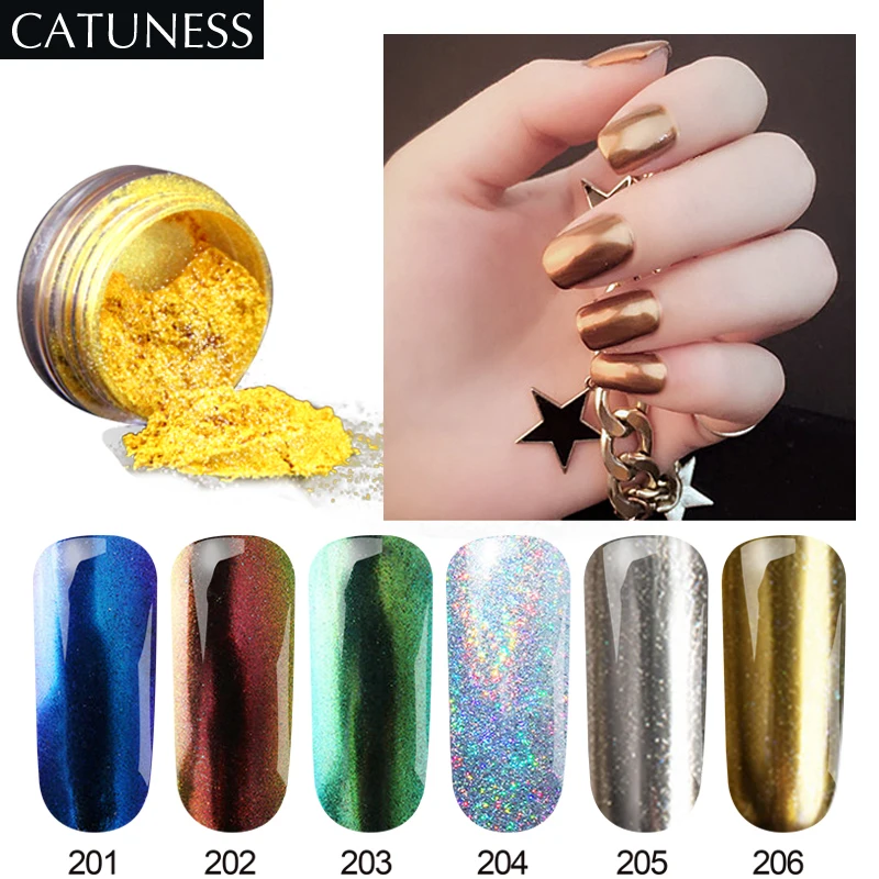 Голографический блестящий порошок CATUNESS 1 г блестящие украшения для ногтей с
