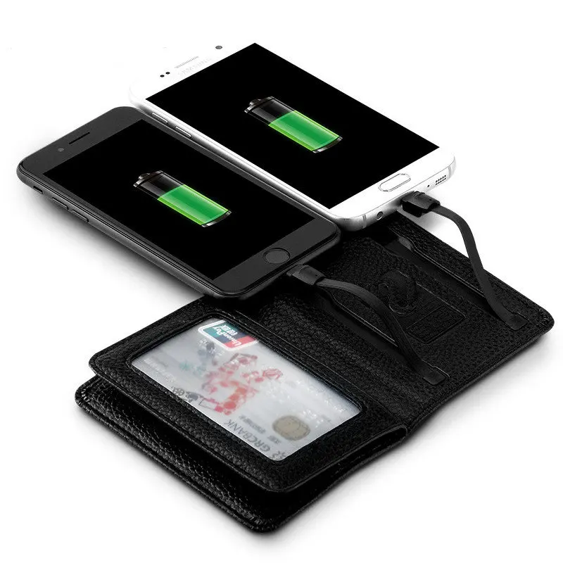 Умный кошелек BISI GORO 2019 с USB зарядкой адаптируемый для Ipone и Android Емкостью 4000 мА · ч