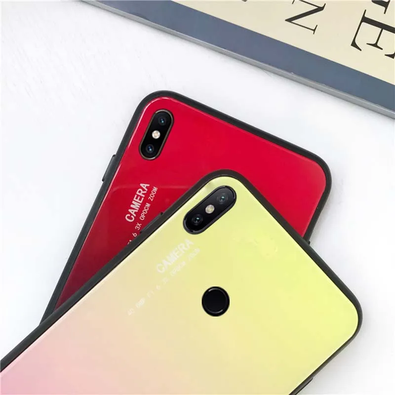 Gradient Phone Case For Xiaomi Mi 8 se 8se Luxury Tempered Glasses Cover Redmi 6 Pro Mi6 Coque Fundas Ultra Thin | Мобильные