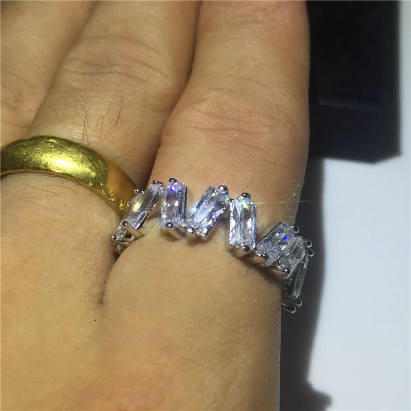 Модное кольцо из стерлингового серебра 925 пробы продолговатое AAAAA с кубическим