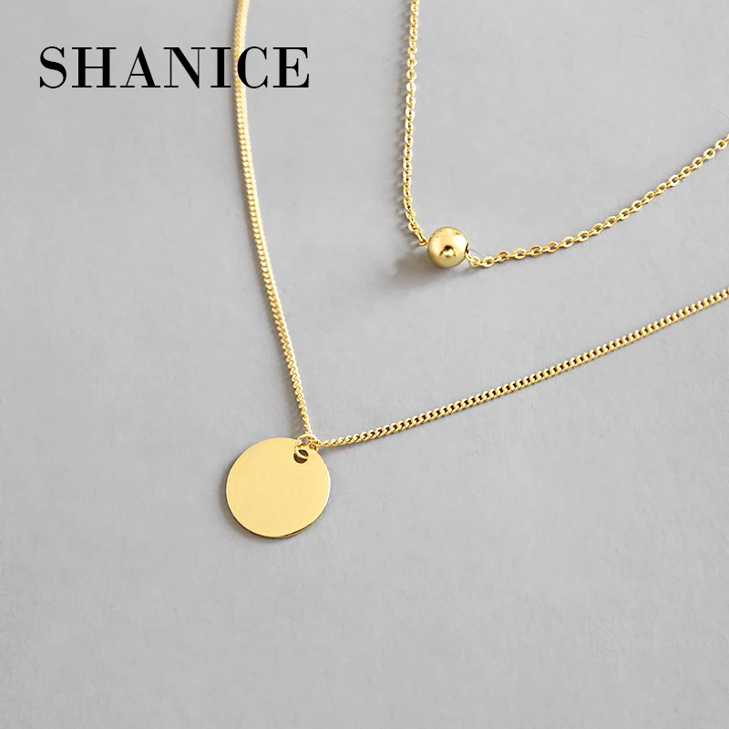 SHANICE S925 серебро темперамент геометрический круглый шарик двойной ключицы женское ожерелье кулон короткое колье