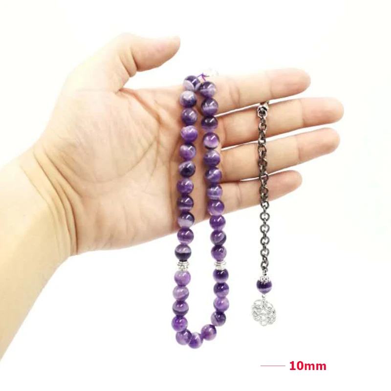 Женские браслеты из натурального аметиста Tasbih с металлической кисточкой в стиле