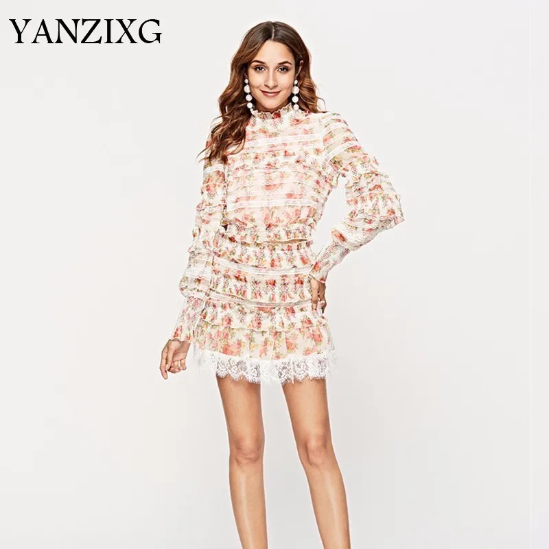 2019 высокое качество новый принт из двух частей для женщин фонарь с длинным