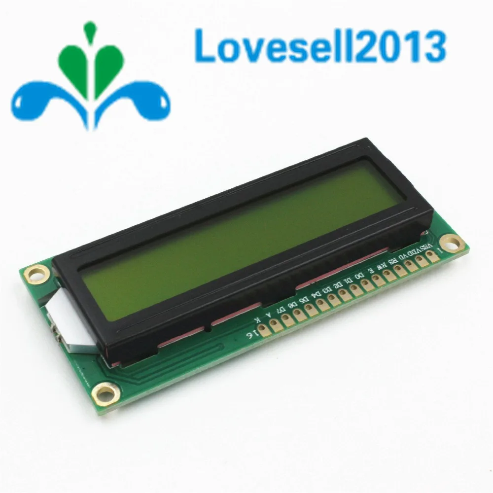 1 шт./лот LCD1602 1602 LCD HD44780 экран персонажа ЖК дисплей желтый черный свет TFT 16X2 модуль DC