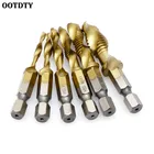 1 комплект, шестигранный хвостовик M3-M10, титановое покрытие, ручная резьба из быстрорежущей стали, метрическое сверло под Метчик бит