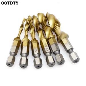 1 комплект, шестигранный хвостовик M3-M10, титановое покрытие, ручная резьба из быстрорежущей стали, метрическое сверло под Метчик бит