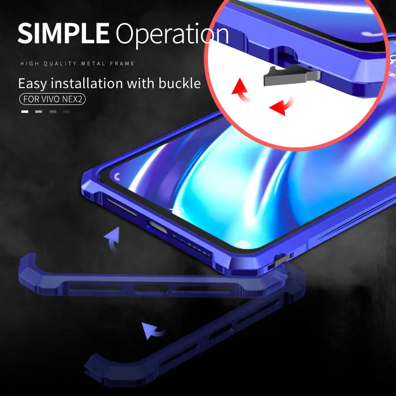 2019 Роскошный Металлический футляр для бампера Vivo Nex Dual display Smarthone Hippo Пряжка 2 Coque