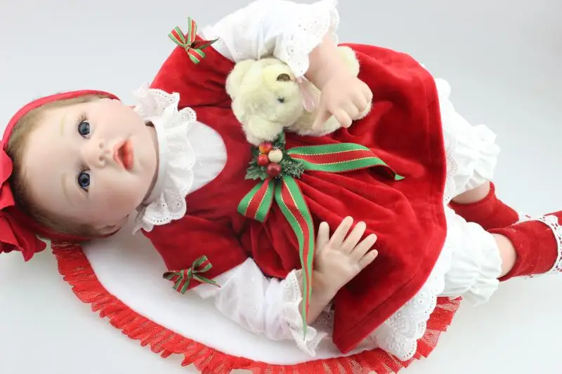 Reborn Baby Doll мягкий силиконовый 22 дюймов 55 см магнитного рот прекрасные