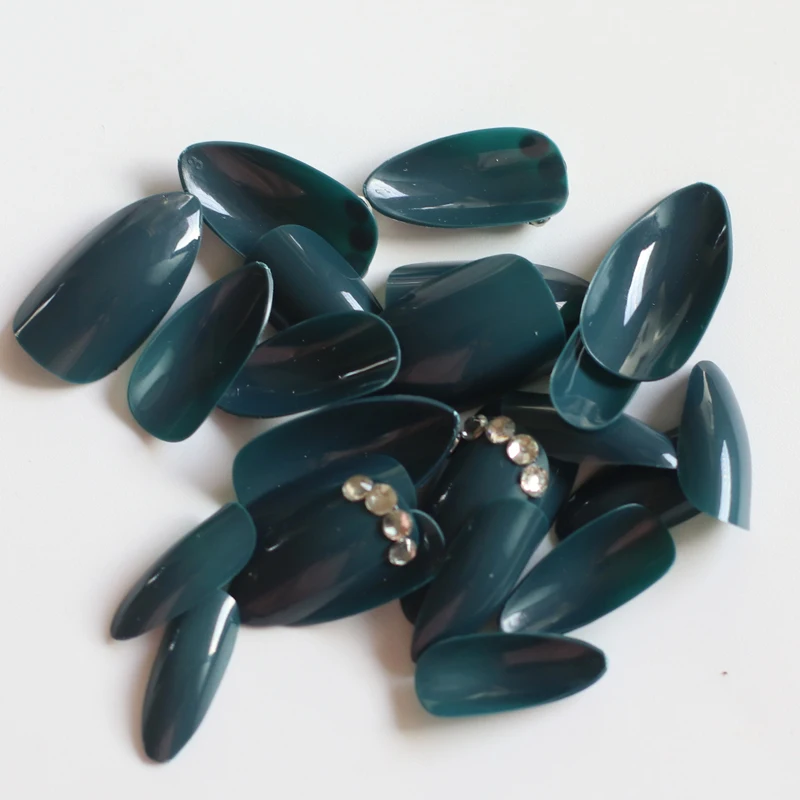 24 шт. женские Искусственные ногти с бриллиантами|Накладные ногти| |