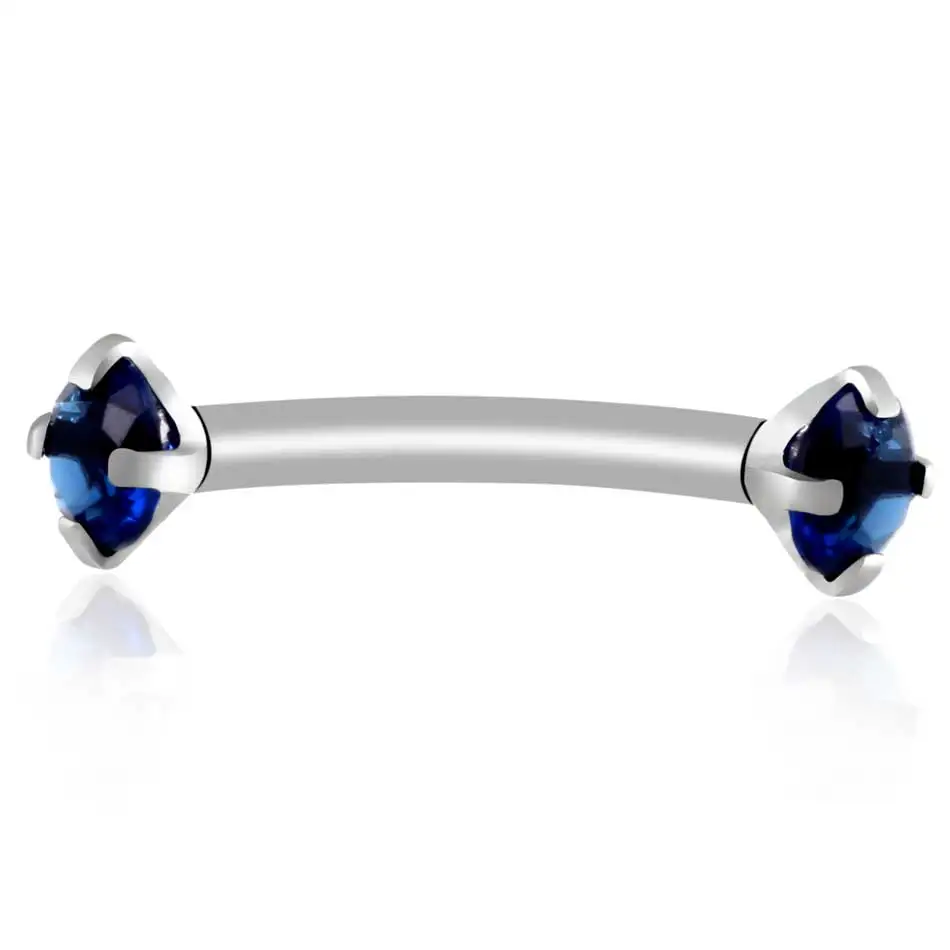 1 шт. хирургическая сталь для бровей Gem Изогнутое Кольцо для бровей Пирсинг изогнутая штанга банан ювелирные изделия для пирсинга тела Bijoux Earlets - Окраска металла: Sapphire