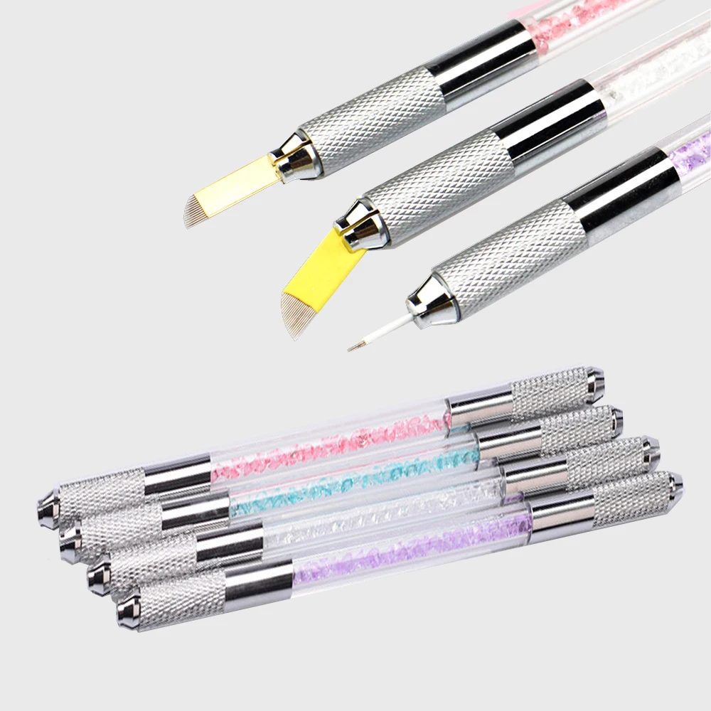 Профессиональный Перманентный макияж тату ручка с двойной головкой для бровей