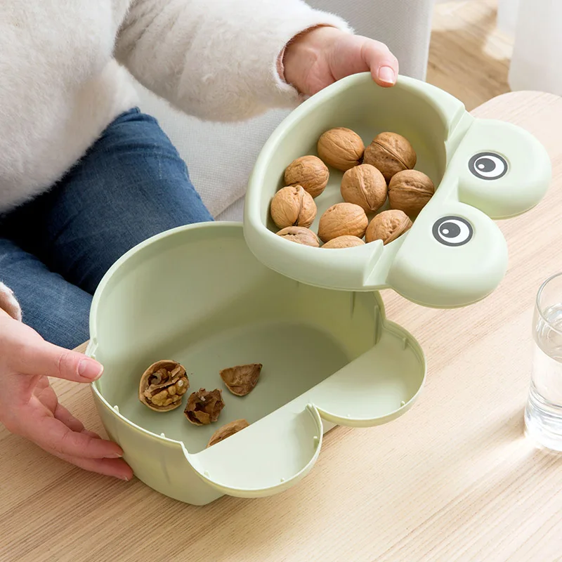 Cartoon Double-layer Dried Fruit Plate Organizer Creative Lazy People Melon Household Plastic Candy Dish Snack Storage Box | Дом и сад