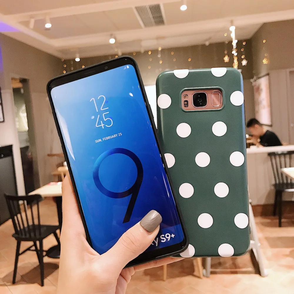 Мягкий чехол IMD в горошек с милым классическим рисунком для Samsung S9 S9Plus | Мобильные