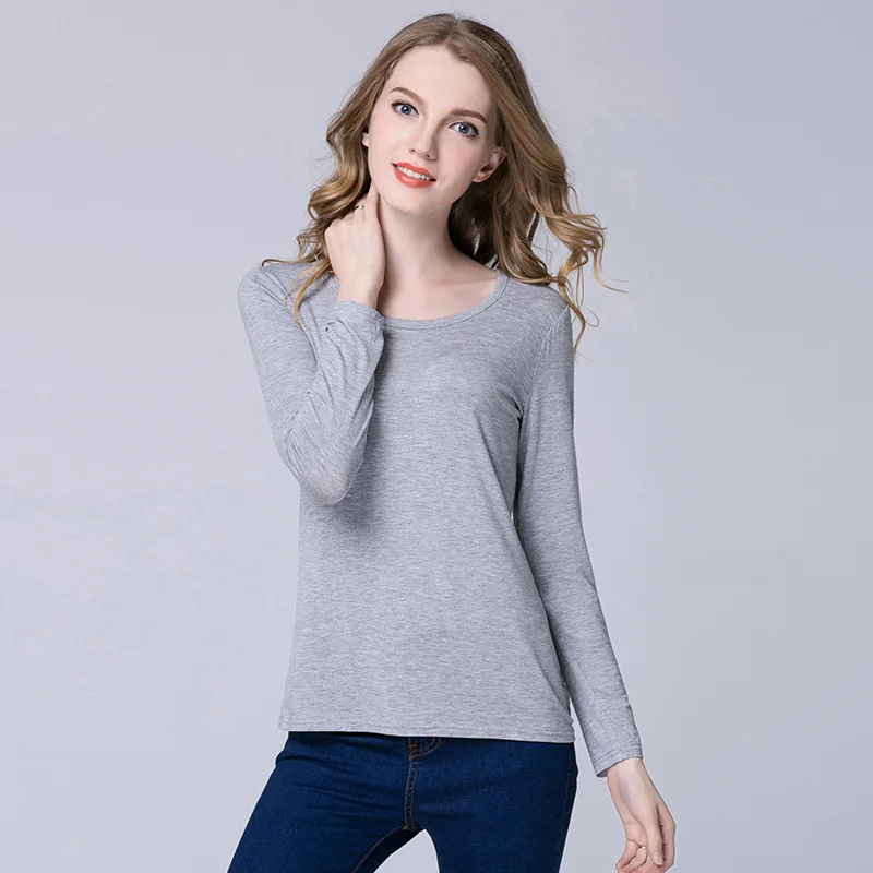 Осенние однотонные Модные свободные женские топы с длинным рукавом и круглым