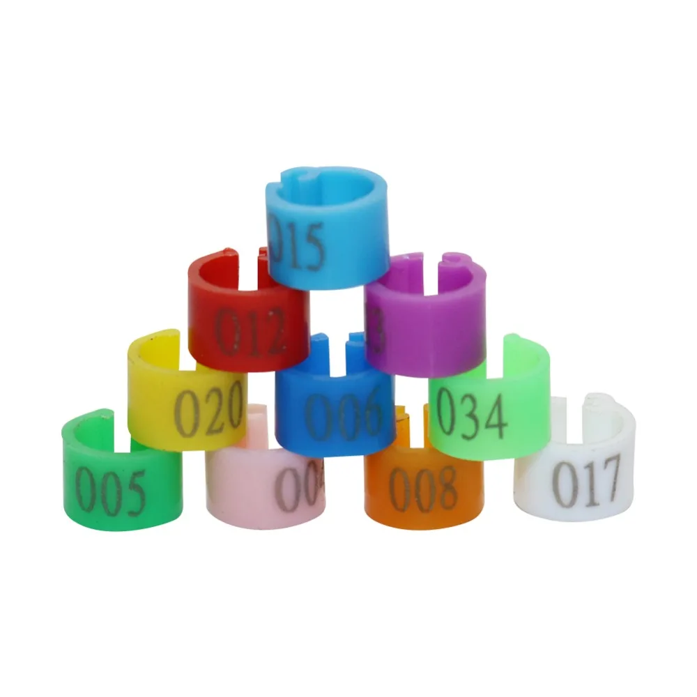 

1000 шт., внутренний диаметр 6 мм, зажим для птиц, 6 мм, цифровое разметочное кольцо для попугаев, голубей, тренировочное кольцо для птиц № 001-100