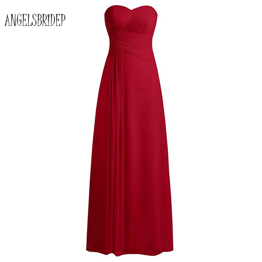 ANGELSBRIDEP Длинные Новые Бордовые Платья для подружки невесты до 50 длинные шифоновые милые праздничные наряды для особых случаев