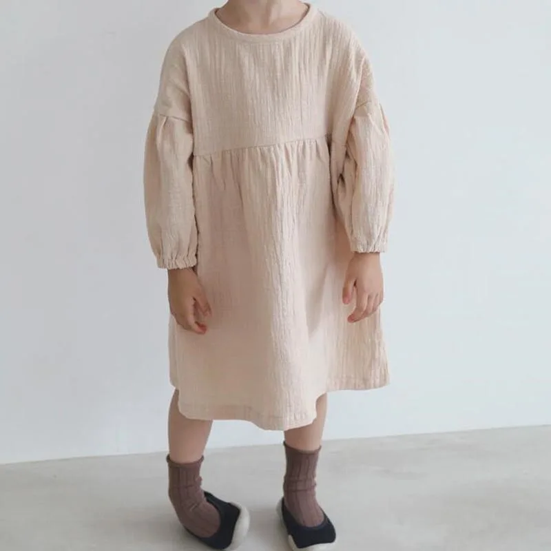 Khaki 3 Ins/осенние платья для девочек; Новинка года; Брендовое платье для маленьких девочек в европейском и американском стиле; Осенняя льняная одежда; одежда принцессы для девочек - Цвет: Khaki 3